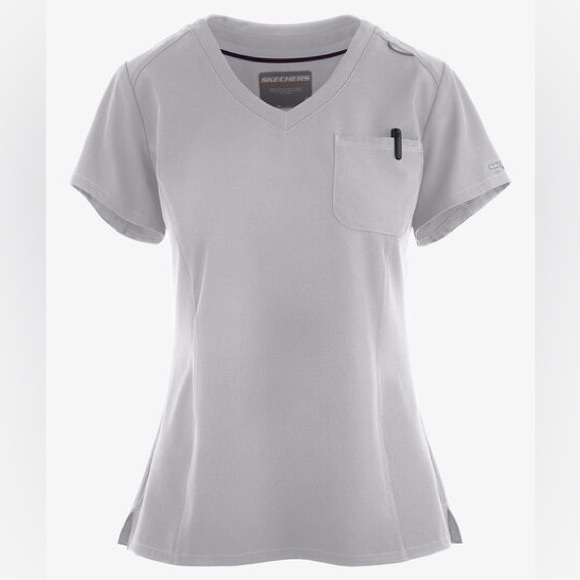Skechers Light Gray V-Neck Women's Top - Picture 1 of 8